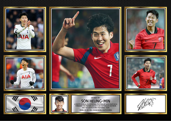 Son Heung-min Football Gift MC1602 Framed Printed Signature Print