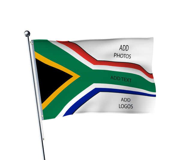 Personalised South Africa terrace flag: rugby & sports fan flag, printed with custom wording