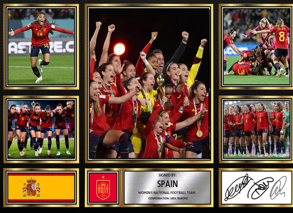 Spain Ladies Football Teams Framed Printed Signature Print – Fan Gift – Wall Art