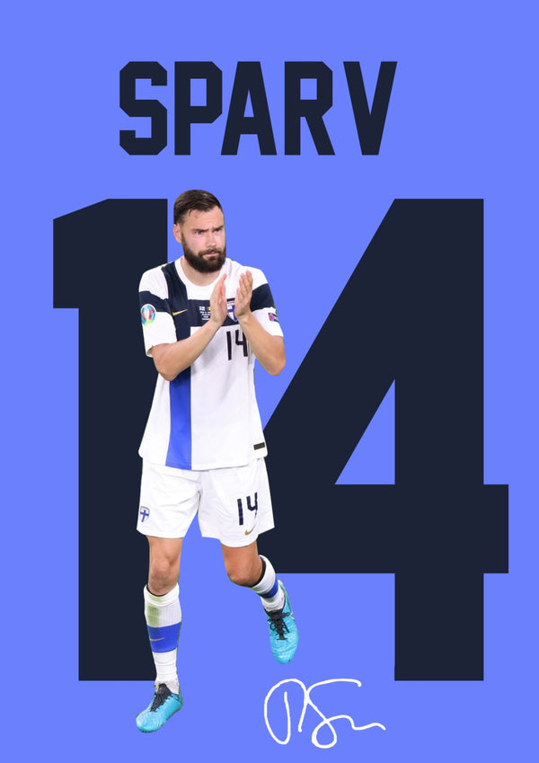 Tim Sparv Printed Signature Poster Print – Finland National Team Captain Tribute Wall Art with Signature & Jersey Number 14