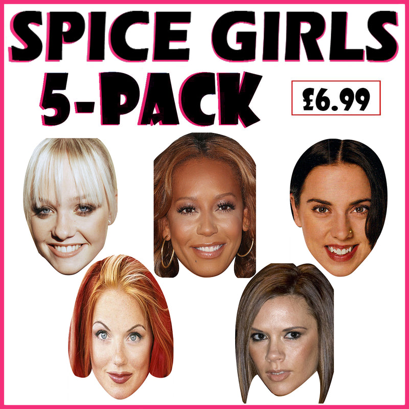 Spice Girls 5-Pack Fancy Dress Cardboard Celebrity Party Face Mask