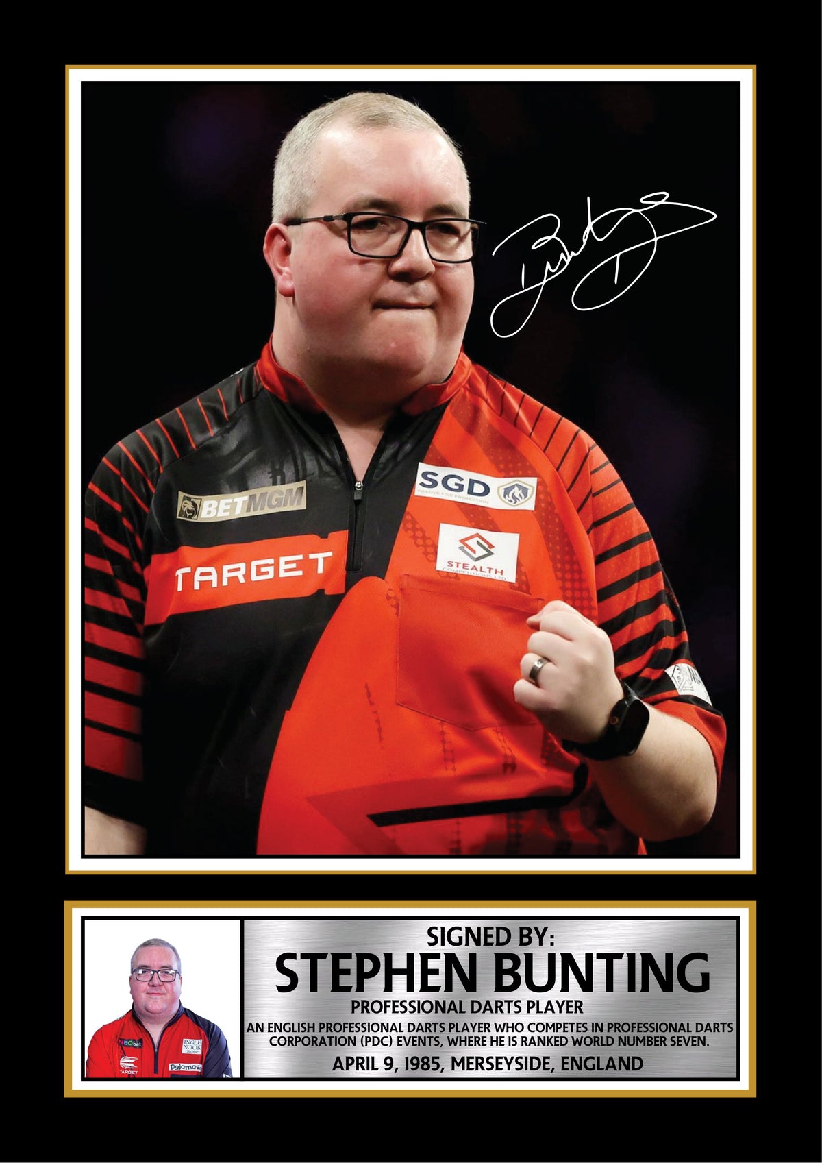 Stephen Bunting Darts Poster Print – The Bullet Signature Style Wall Art – Stephen Bunting Darts Poster Print