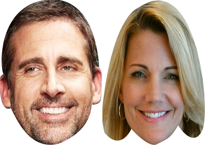 Steve Carell and Nancy Walls Celebrity Couple Face Mask Fancy Dress - High-Quality Cardboard Masks for Any Occasion