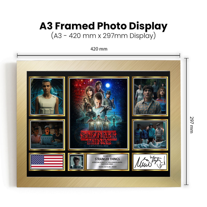 Stranger Things Netflix Shows Framed Autographed Print - Limited Edition Autograph Fan Gift – Collectible Memorabilia Merchandise