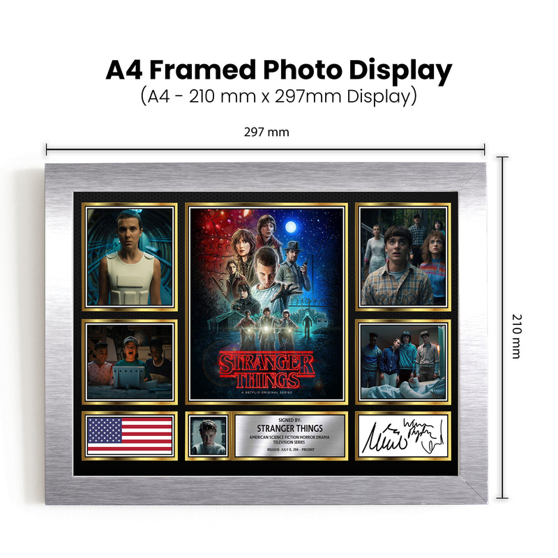 Stranger Things Netflix Shows Framed Autographed Print - Limited Edition Autograph Fan Gift – Collectible Memorabilia Merchandise