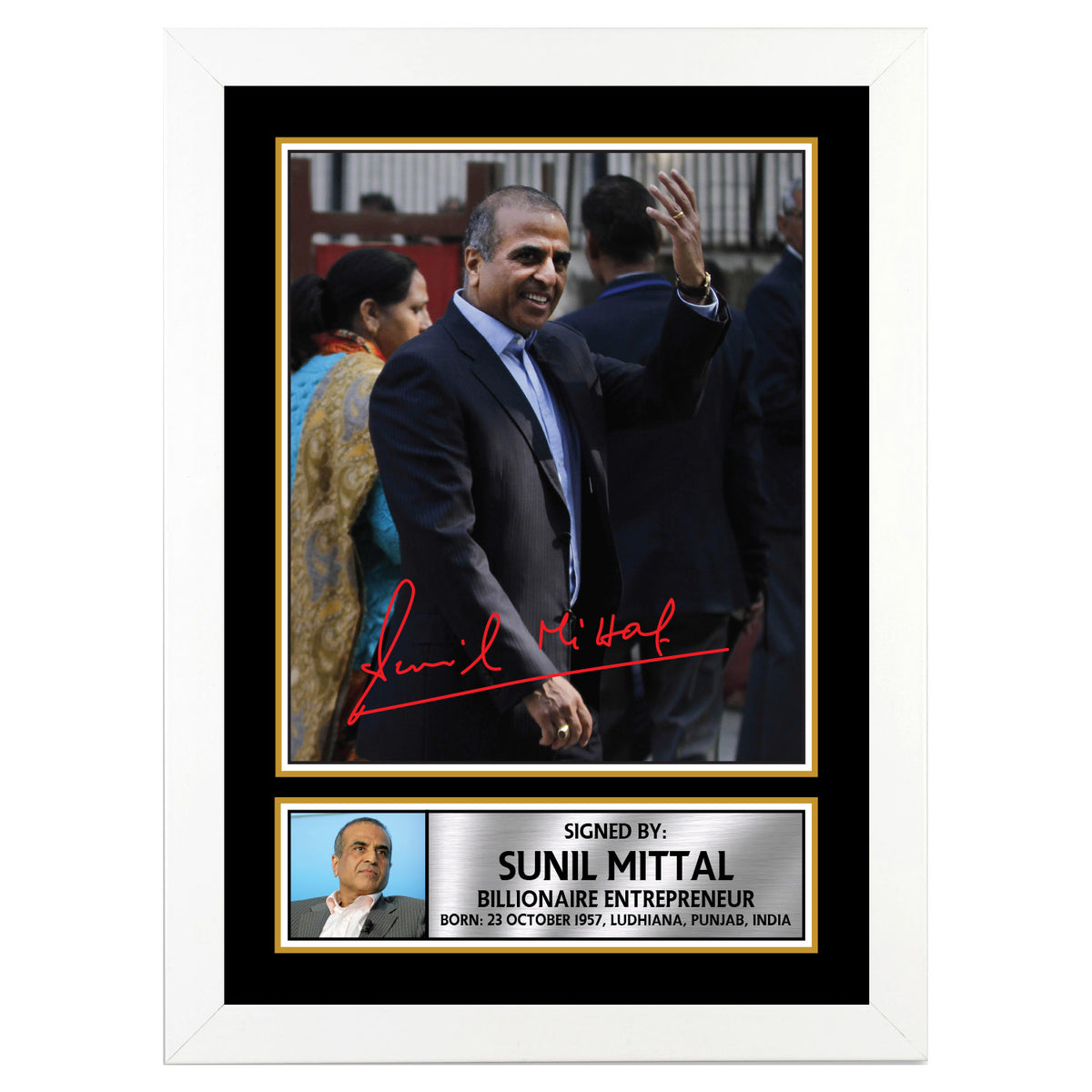 Sunil Mittal 2 Famous Businessmen Printed Signature Poster Print Gift