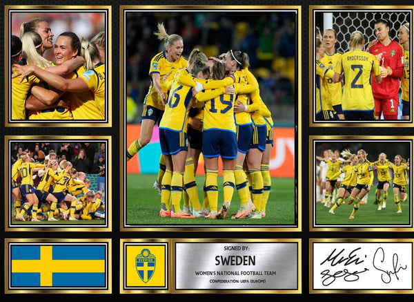 Sweden Ladies Football Teams Framed Printed Signature Print – Fan Gift – Wall Art