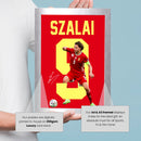 Ádám Szalai Signed Poster Print – Hungary National Team Captain Tribute Wall Art with Signature & Jersey Number 9 – Legendary Striker Memorabilia for Football Fans & Collectors