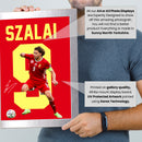 Ádám Szalai Signed Poster Print – Hungary National Team Captain Tribute Wall Art with Signature & Jersey Number 9 – Legendary Striker Memorabilia for Football Fans & Collectors