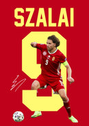 Ádám Szalai Signed Poster Print – Hungary National Team Captain Tribute Wall Art with Signature & Jersey Number 9 – Legendary Striker Memorabilia for Football Fans & Collectors