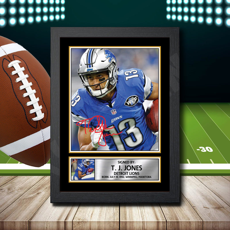 T. J. Jones Printed Signature NFL Star Poster Print Framed Wall Art Gift – T. J. Jones Printed Signature NFL Star Poster Print