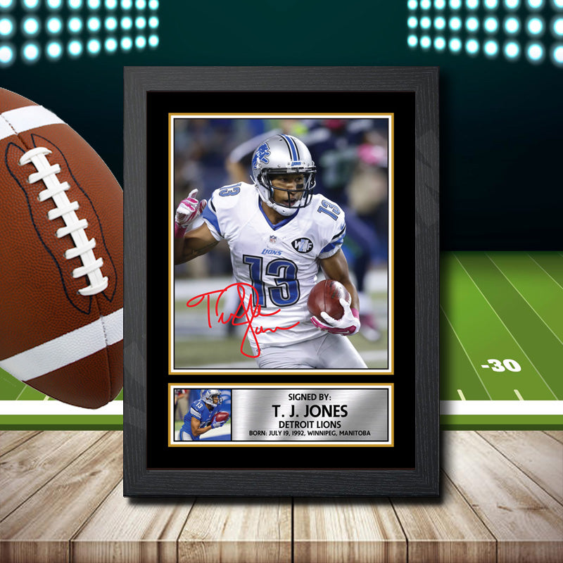T. J. Jones 2 Printed Signature NFL Star Poster Print Framed Wall Art Gift – T. J. Jones 2 Printed Signature NFL Star Poster Print