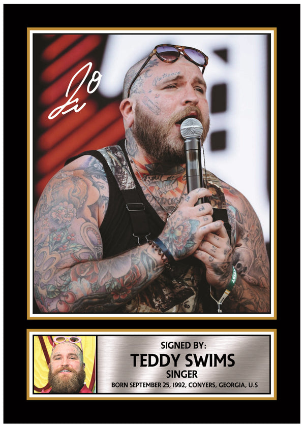 Teddy Swims Printed Signature Poster Print – Live Concert Portrait Wall Art – Soul & R&B Singer Music Wall Art Gift for Fans