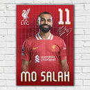Mo Salah Signed Autographed Poster Print – Liverpool F.C. No.11 – Red Jersey Portrait with Signature & Club Logo – Football Memorabilia Gift