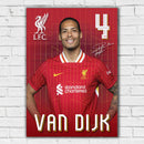 Virgil van Dijk No.4 Signed Autographed Portrait Poster Print – Liverpool F.C. Captain – Red Jersey Edition with Signature & Name Banner – Football Memorabilia