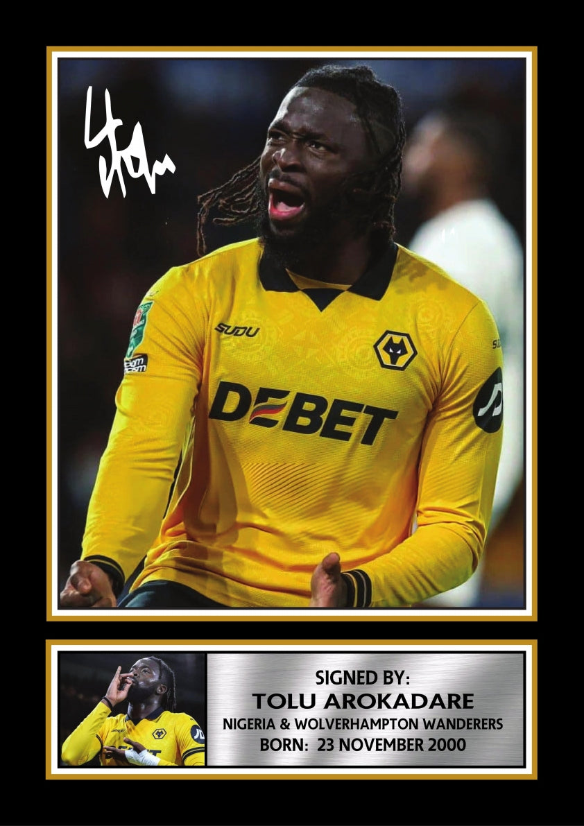 Tolu Arokodare Wolves Footballer Printed Signature Print – tolu Arokodare printed signature poster