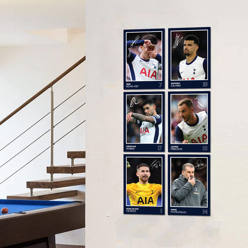 Tottenham Hotspur Players SIGNED A6 Poster Pack 2 - 6 Autographed Poster Print Cards (Son, Romero, Maddison, Solanke, Vicario, Postecoglou)