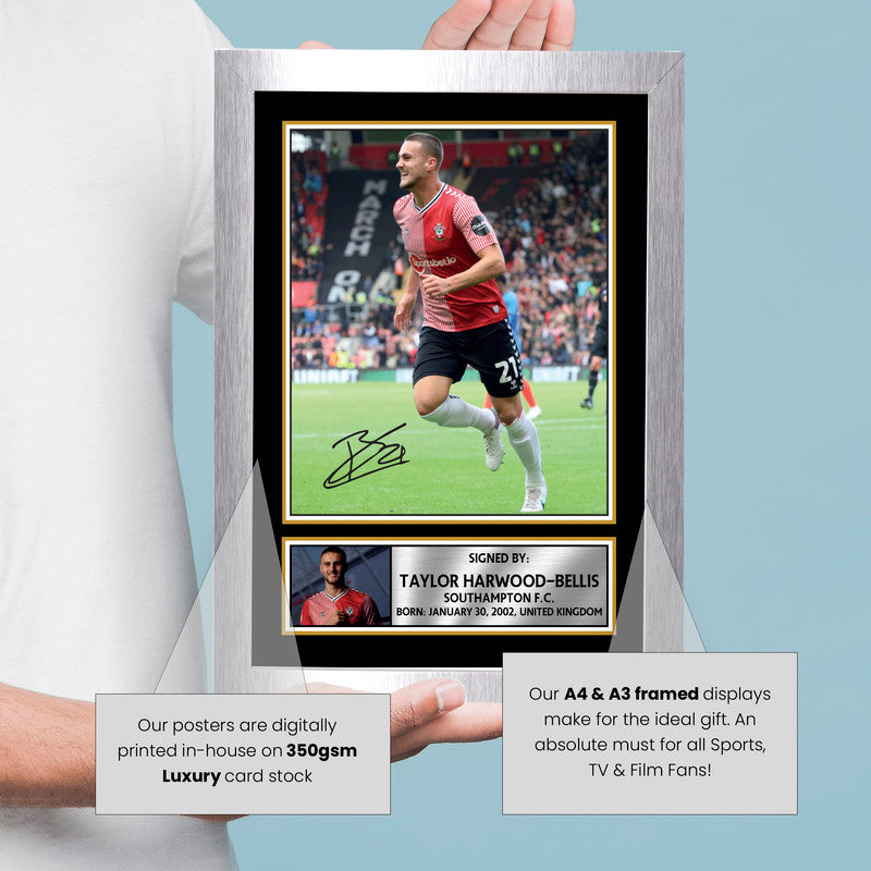 Taylor Harwood-Bellis Signed Autograph Poster Print – Southampton F.C. – England U21 Football – Gift for Fans & Collectors