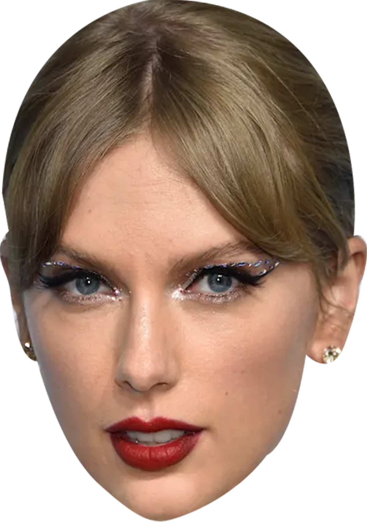Taylor Swift Face Mask – Fancy Dress Cardboard Costume Mask – Taylor Swift face mask – printed cardboard celebrity face mask, front view