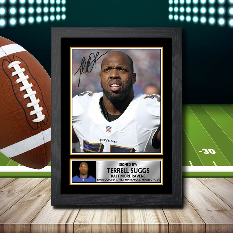 Terrell Suggs 1 Printed Signature NFL Star Poster Print Framed Wall Art Gift – Terrell Suggs 1 Printed Signature NFL Star Poster Print