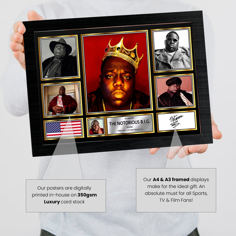 Rappers The Notorious B.I.G. Framed Autographed Print - Limited Edition Autograph Fan Gift – Collectible Memorabilia Merchandise