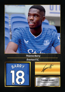 Thierno Barry Printed Signed Poster – Everton FC Striker Tribute Wall Art with Jersey & Bio Plaque – Premier League Football Memorabilia for Fans & Collectors