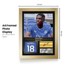 Thierno Barry Printed Signed Poster – Everton FC Striker Tribute Wall Art with Jersey & Bio Plaque – Premier League Football Memorabilia for Fans & Collectors