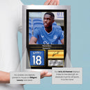 Thierno Barry Printed Signed Poster – Everton FC Striker Tribute Wall Art with Jersey & Bio Plaque – Premier League Football Memorabilia for Fans & Collectors