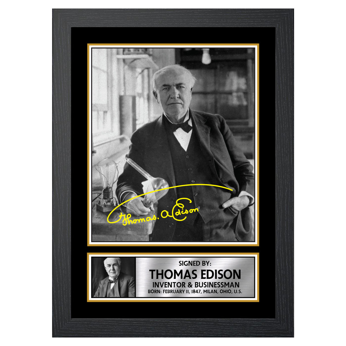 Thomas Edison M454 Scientist Printed Signature Poster Print Gift