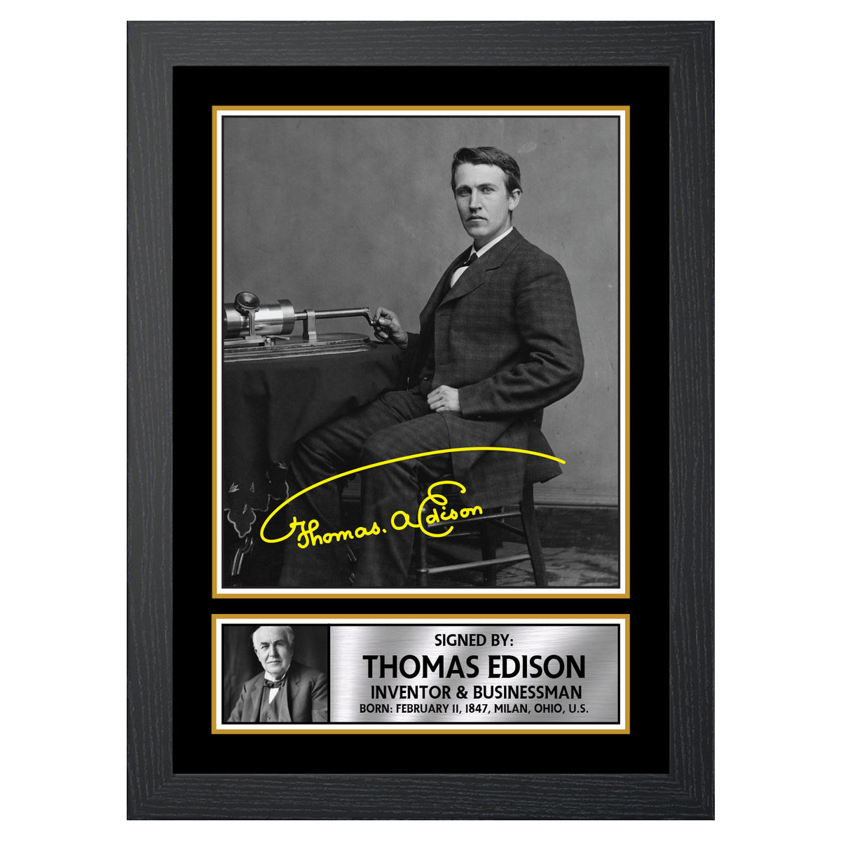 Thomas Edison M455 Scientist Printed Signature Poster Print Gift