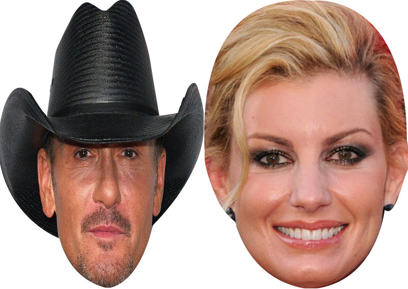 Tim McGraw and Faith Hill Celebrity Couple Face Mask Fancy Dress - High-Quality Cardboard Masks for Any Occasion