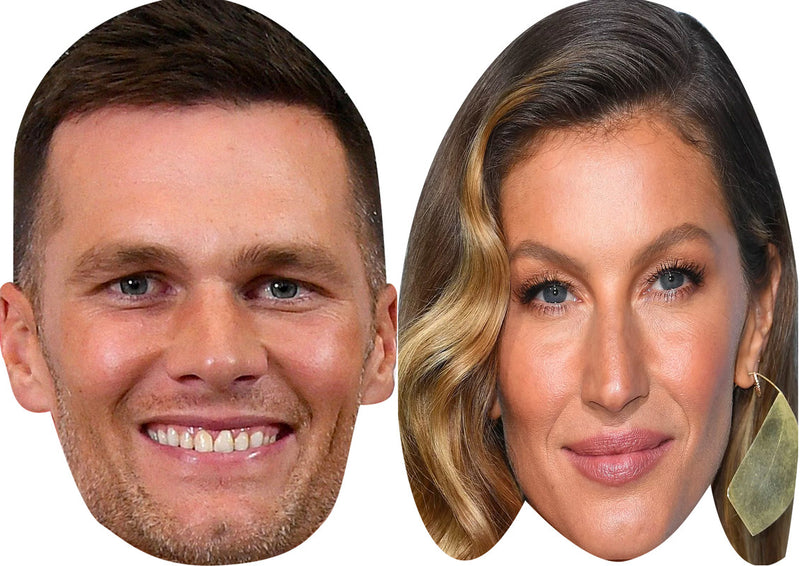 Tom Brady and Gisele Bundchen Celebrity Couple Face Mask Fancy Dress - High-Quality Cardboard Masks for Any Occasion