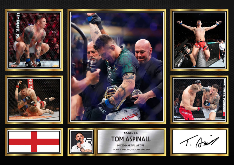 Tom Aspinall UFC FIighters Framed Autographed Print - Limited Edition Autograph Fan Gift – Collectible Memorabilia Merchandise