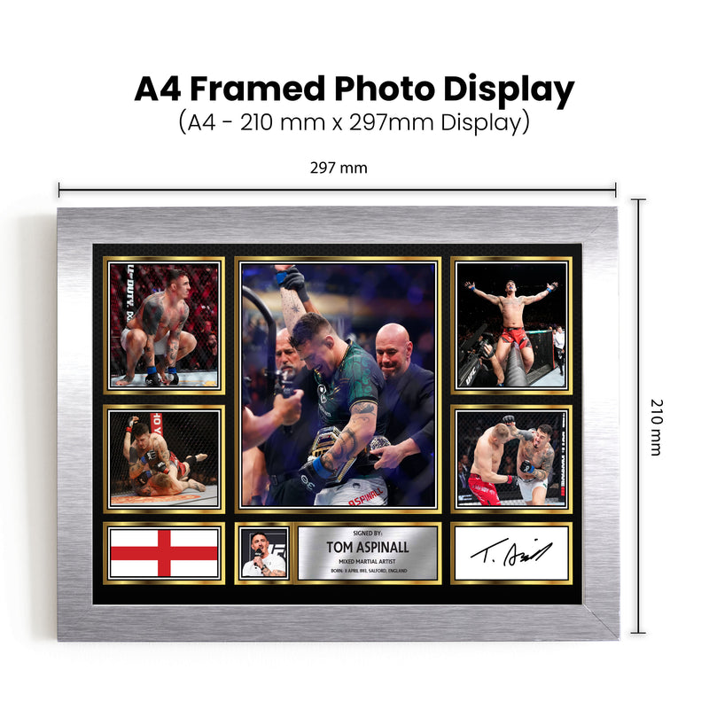 Tom Aspinall UFC FIighters Framed Autographed Print - Limited Edition Autograph Fan Gift – Collectible Memorabilia Merchandise