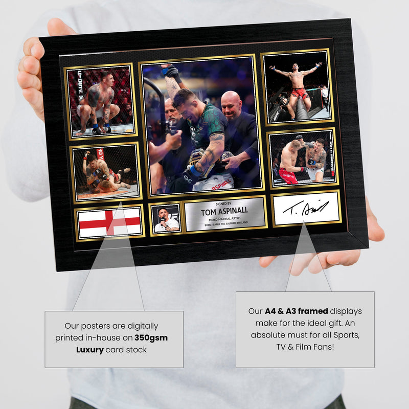 Tom Aspinall UFC FIighters Framed Autographed Print - Limited Edition Autograph Fan Gift – Collectible Memorabilia Merchandise