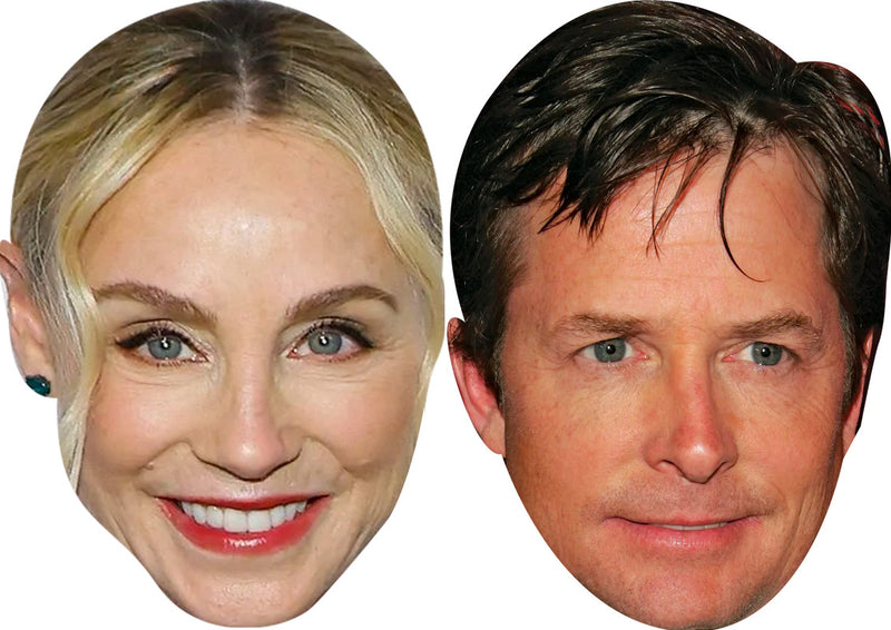 Tracy Pollan And Michael J. Fox Celebrity Couple Face Mask Fancy Dress - High-Quality Cardboard Masks for Any Occasion