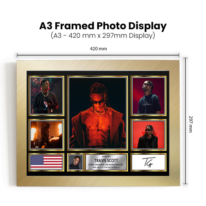 Rappers Travis Scott Framed Autographed Print - Limited Edition Autograph Fan Gift – Collectible Memorabilia Merchandise