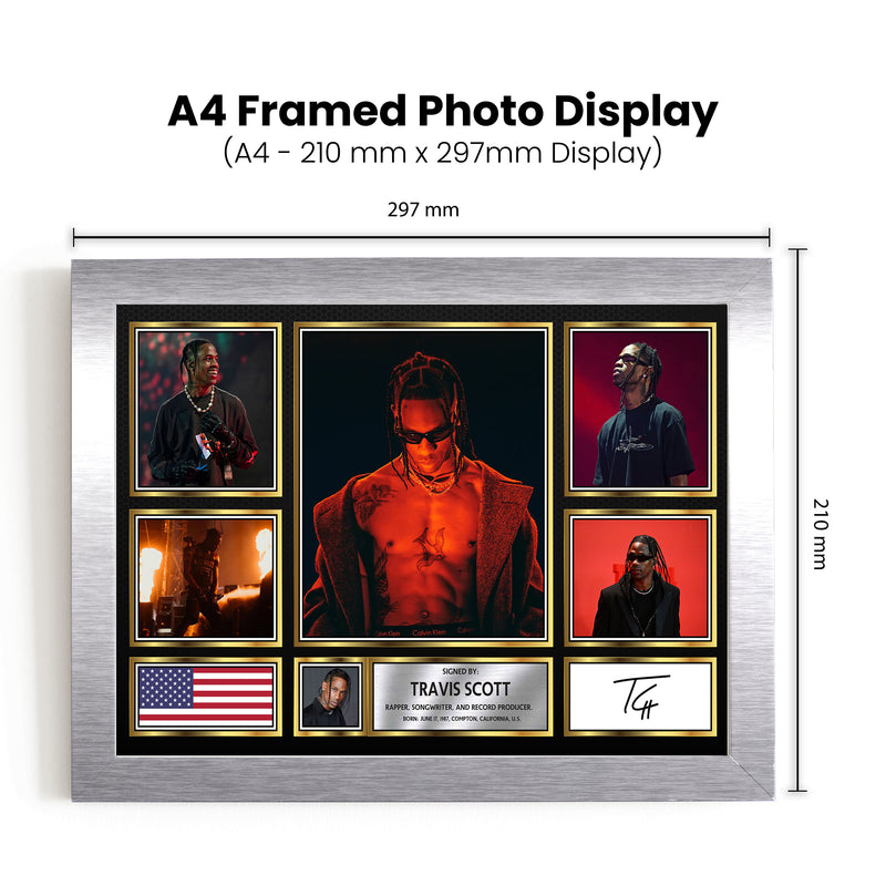 Rappers Travis Scott Framed Autographed Print - Limited Edition Autograph Fan Gift – Collectible Memorabilia Merchandise