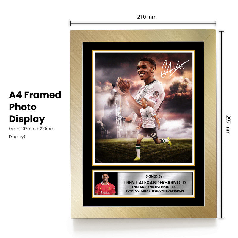 Trent Alexander-Arnold Signed Autographed Portrait Poster Print – Liverpool F.C. & England Star – Dramatic Skyline Edition with Action Shot & Signature