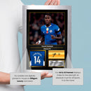 Trevoh Chalobah Printed Signed Poster – Chelsea FC Defender Tribute Wall Art with Jersey & Bio Plaque – Premier League Football Memorabilia for Fans & Collectors
