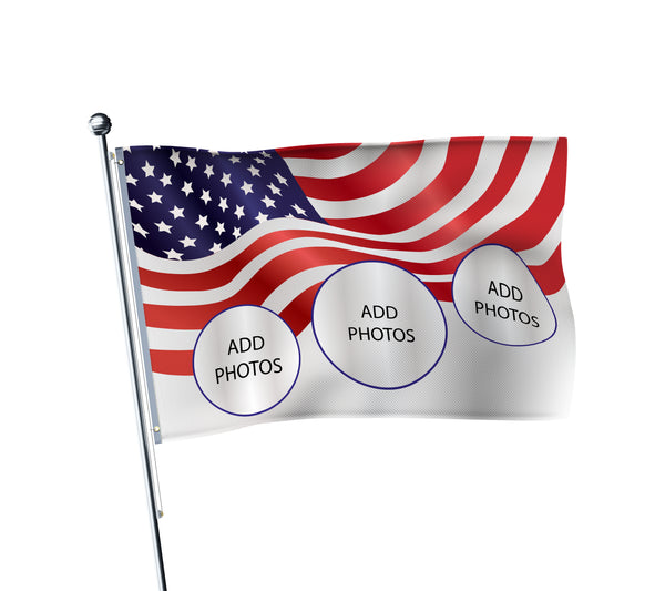 Personalised USA terrace flag: Stars & Stripes sports fan flag, printed with custom wording