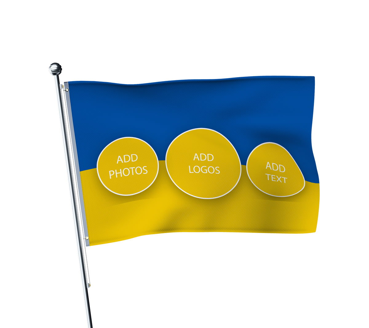 Personalised Ukraine terrace flag: blue & yellow Ukrainian flag, printed with custom wording