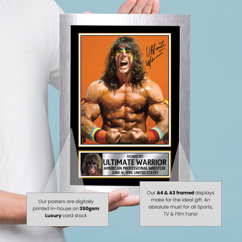 Ultimate Warrior Signed Autograph Poster Print – WWE Wrestling Legend – Iconic Sports Memorabilia Gift for Fans