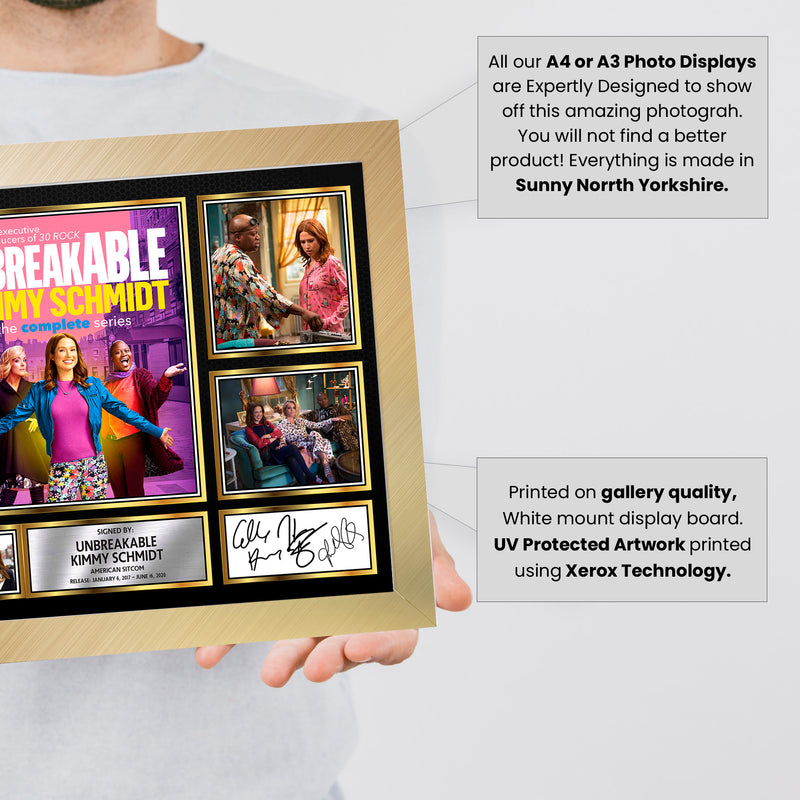 Unbreakable Kimmy Schmidt Netflix Shows Framed Autographed Print - Limited Edition Autograph Fan Gift – Collectible Memorabilia Merchandise