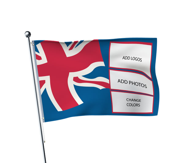Personalised Union Jack flag: Great Britain fan flag design 2, printed with custom wording