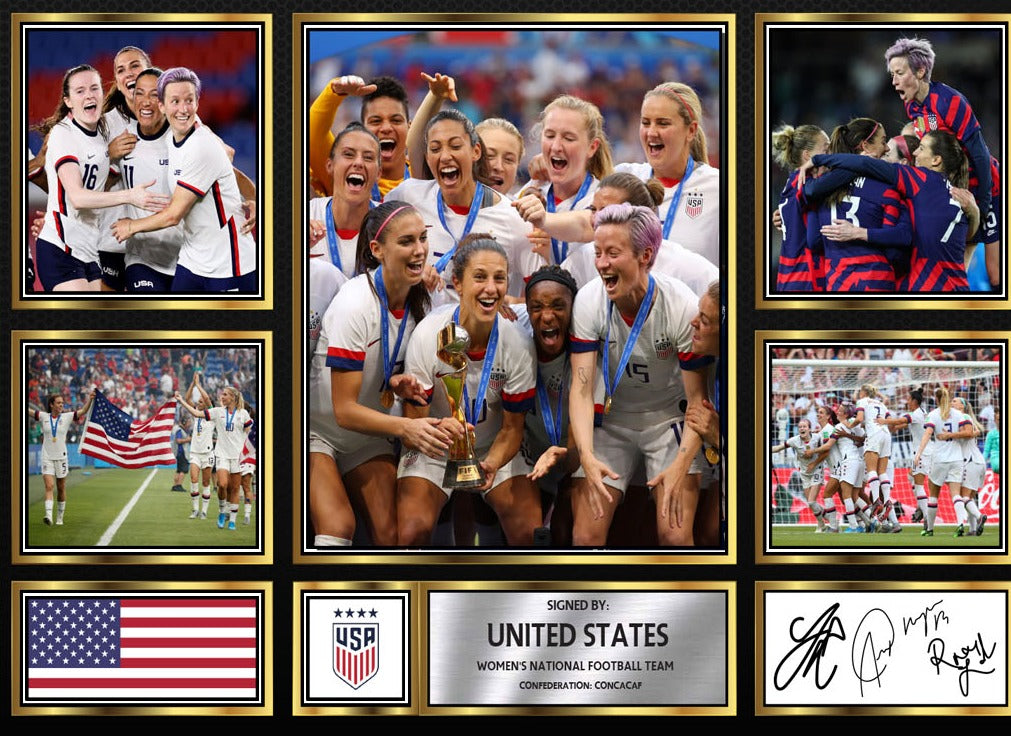 United States Ladies Football Teams Framed Printed Signature Print – Fan Gift – Wall Art – United States Ladies Football Teams Framed Printed Signature Print – A4 Poster