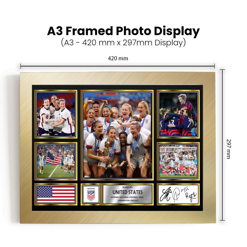 United States Ladies Football Teams Framed Autographed Print - Limited Edition Autograph Fan Gift – Collectible Memorabilia Merchandise