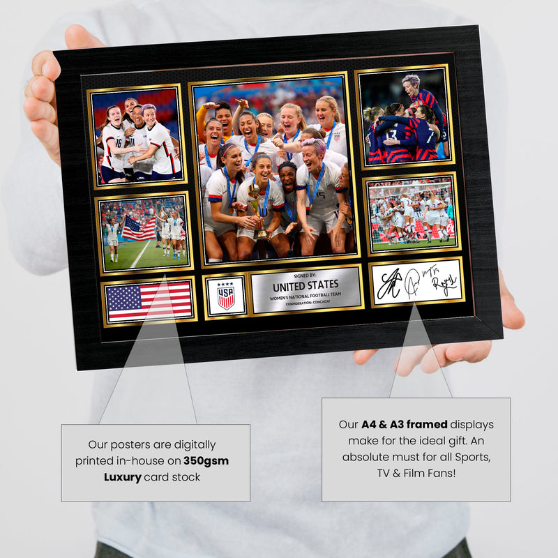 United States Ladies Football Teams Framed Autographed Print - Limited Edition Autograph Fan Gift – Collectible Memorabilia Merchandise