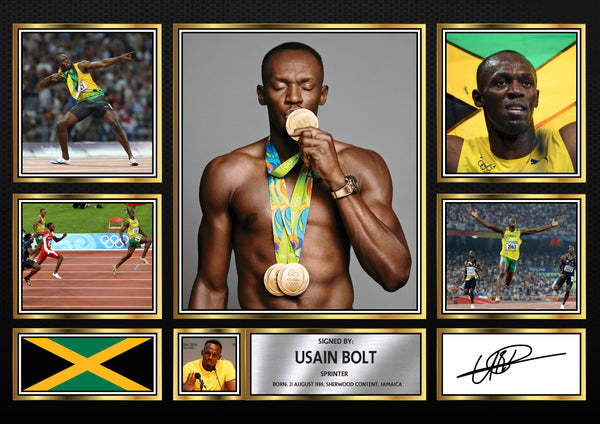 Usain Bolt Olympians Framed Printed Signature Print – Fan Gift – Wall Art