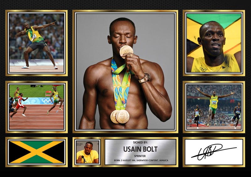 Usain Bolt Olympians Framed Autographed Print - Limited Edition Autograph Fan Gift – Collectible Memorabilia Merchandise